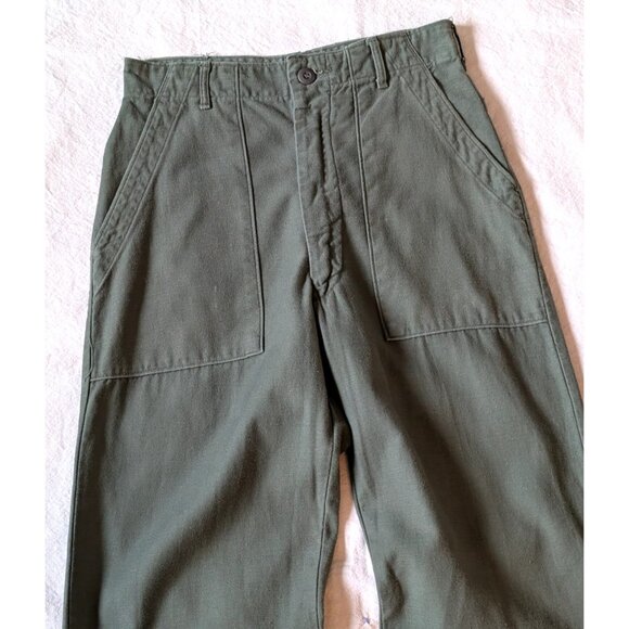 Vintage OG-107 Sateen Trousers US Military Rapid Zip 1970 Straight Leg 28x30 - Picture 2 of 8